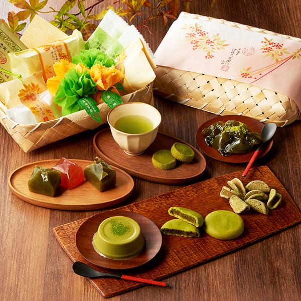 宇治抹茶スイーツギフト秋の竹かごセット